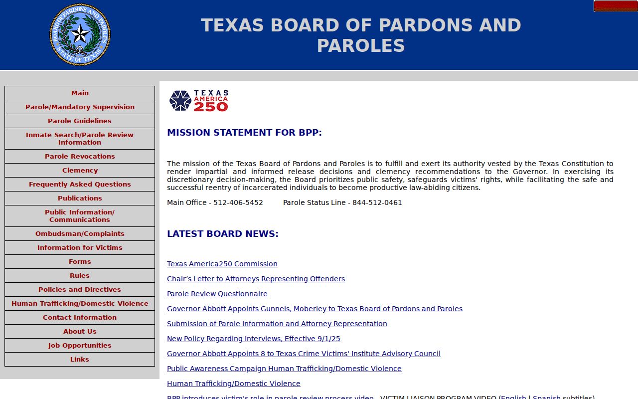 Roberts County criminal record parole decision resources from the Texas board